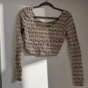 Holiday Christmas Thanksgiving new year festive Long Sleeve Crop Top